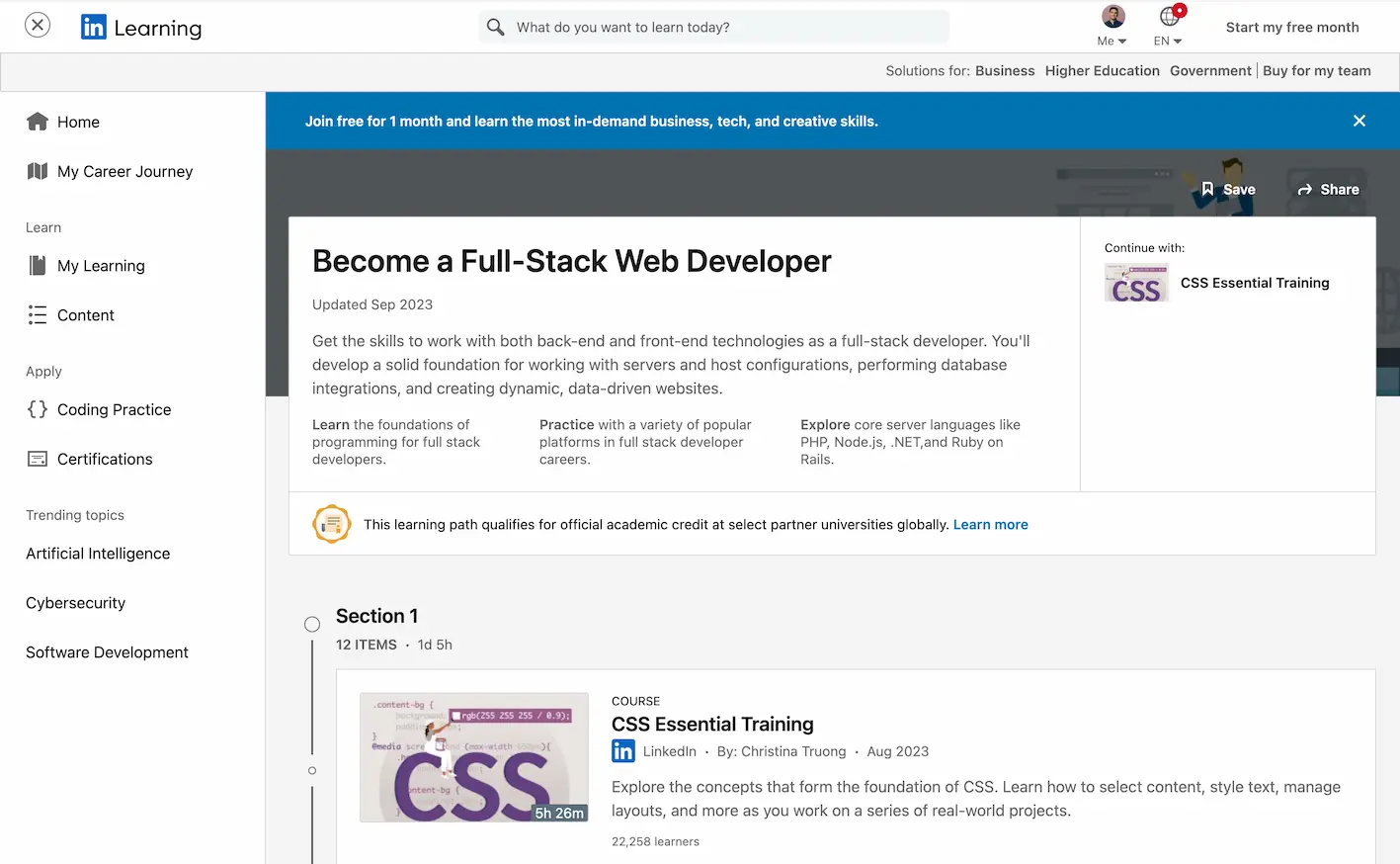 LinkedIn Learning — Full-Stack Web Developer Path