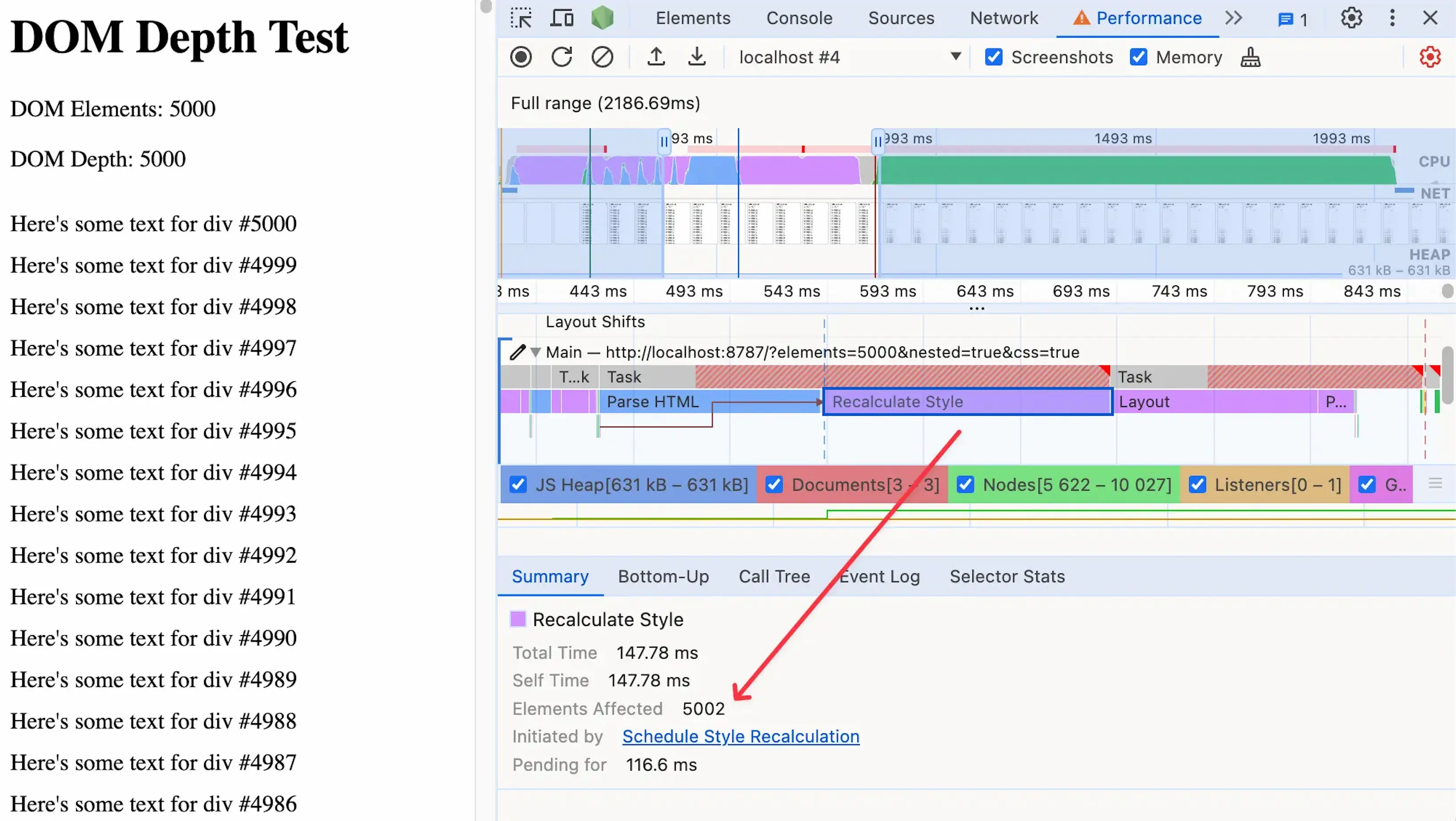 Expensive style recalculation affecting almost every element on the page.